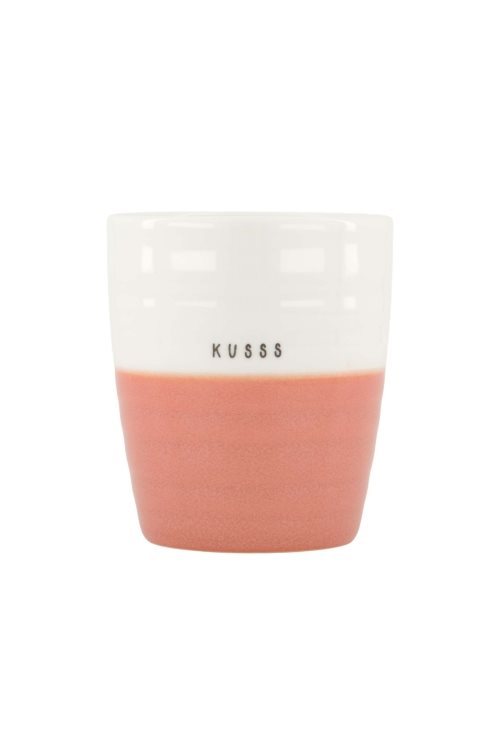 koffiemok kusss wit/oudroze