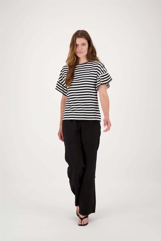 T-shirt met vlindermouw streep - Afbeelding 2