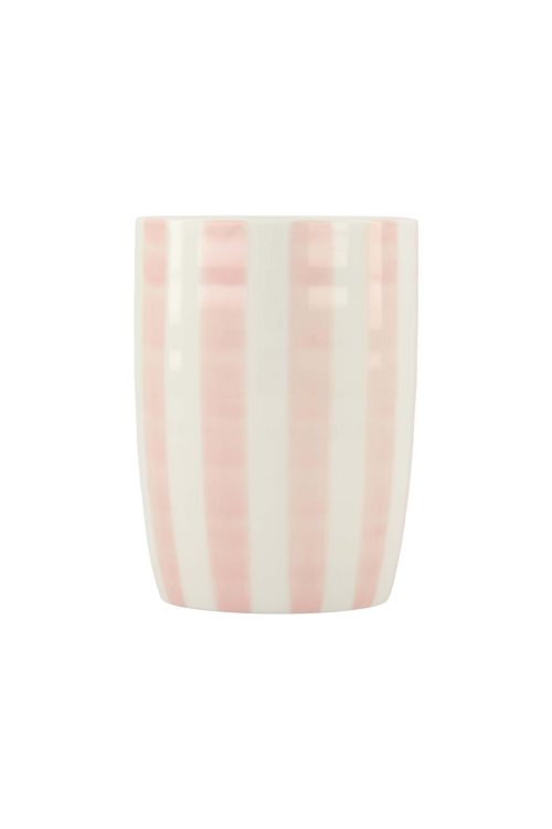 koffiemok streep wit/roze